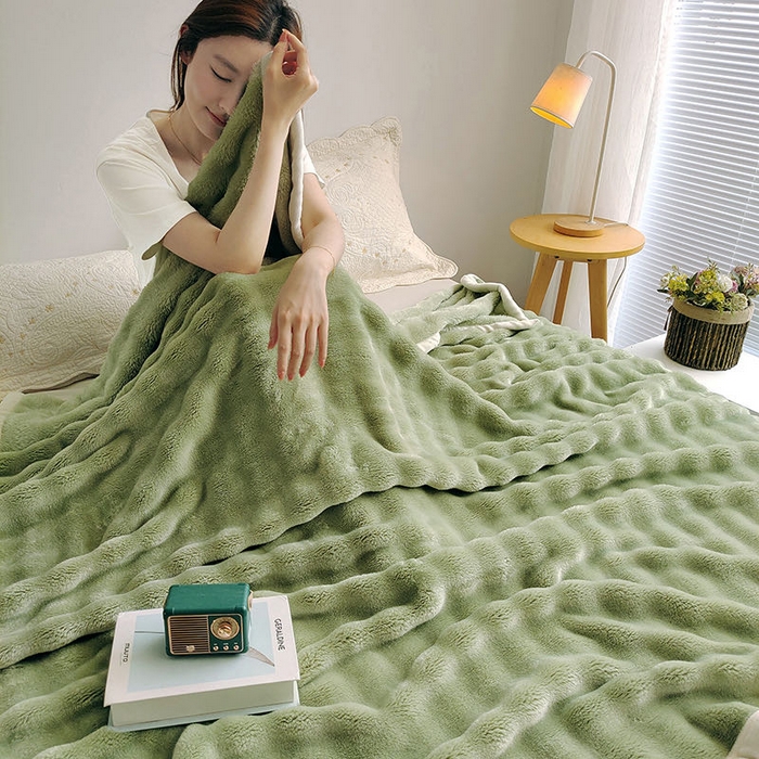 91家纺网 家纺一手货源 找家纺 华誉 2025新款亲肤舒适A类母婴级泡泡安抚毯盖毯毯子 绿色