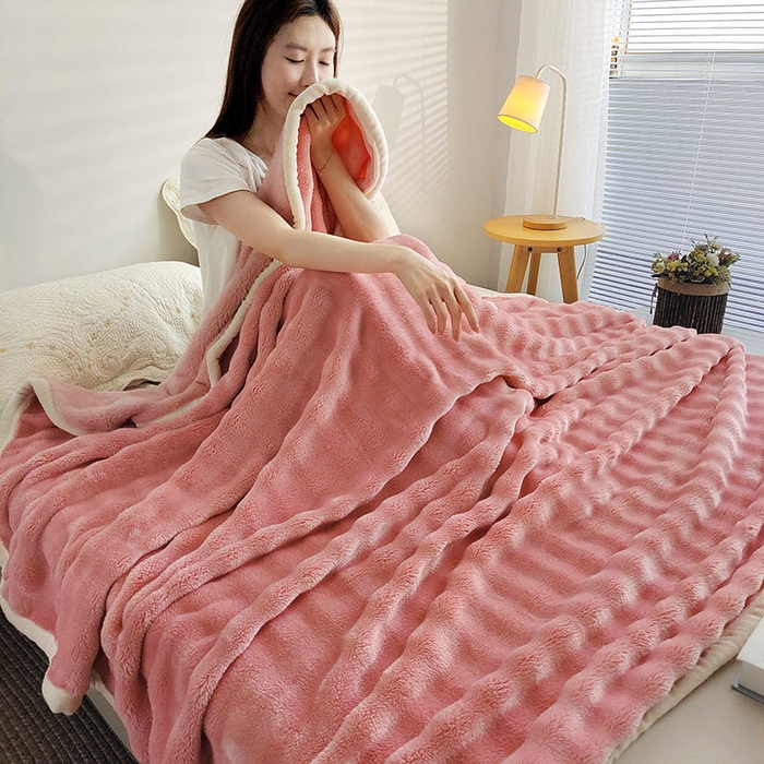 华誉 2025新款亲肤舒适A类母婴级泡泡安抚毯盖毯毯子 粉色