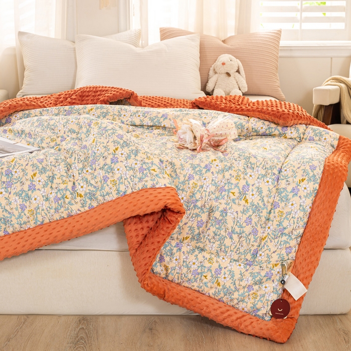 91家纺网 家纺一手货源 找家纺 锦鹭被业 2025新款AB版舒适全棉纯棉豆豆绒被被子被芯 一抹清香