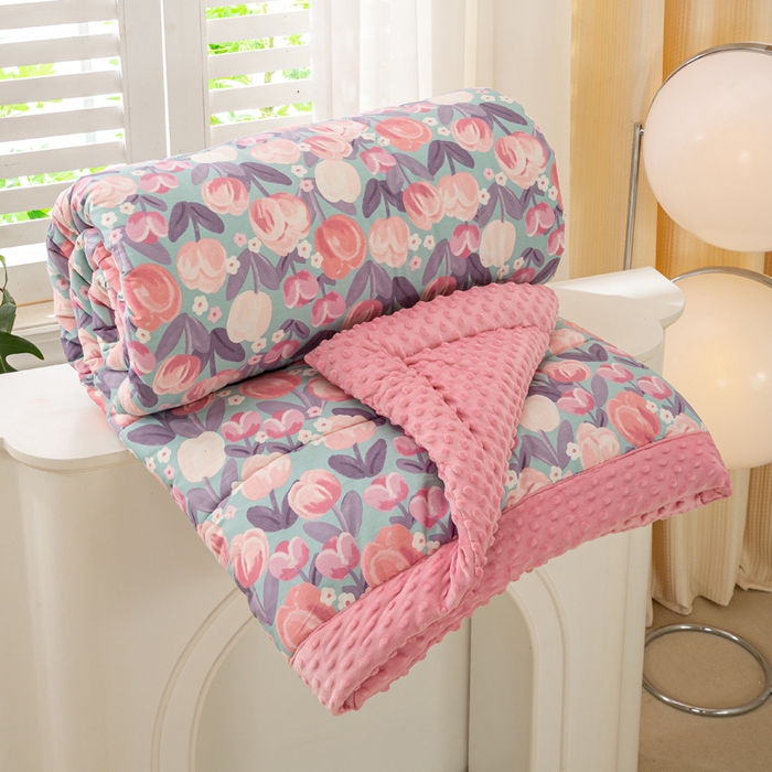 91家纺网 家纺一手货源 找家纺 锦鹭被业 2025新款AB版舒适全棉纯棉豆豆绒被被子被芯 郁金时代