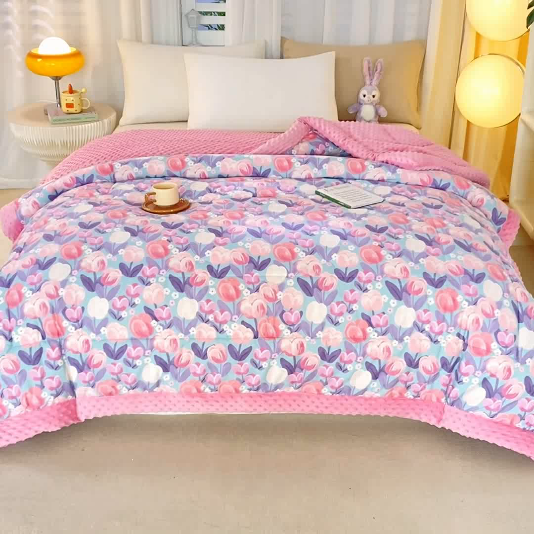 91家纺网 家纺一手货源 找家纺 锦鹭被业 2025新款AB版舒适全棉纯棉豆豆绒被被子被芯 郁金时代