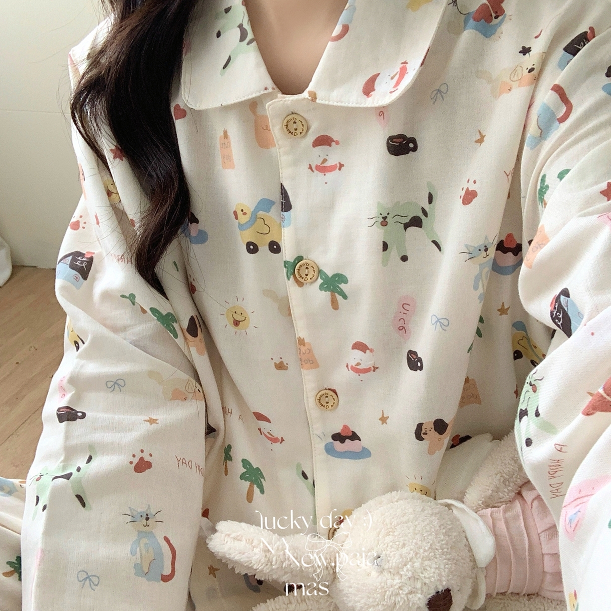 91家纺网 家纺一手货源 找家纺 纽约生活 2025新款有氧纱小翻领长长 （会员-5） 动物园情书