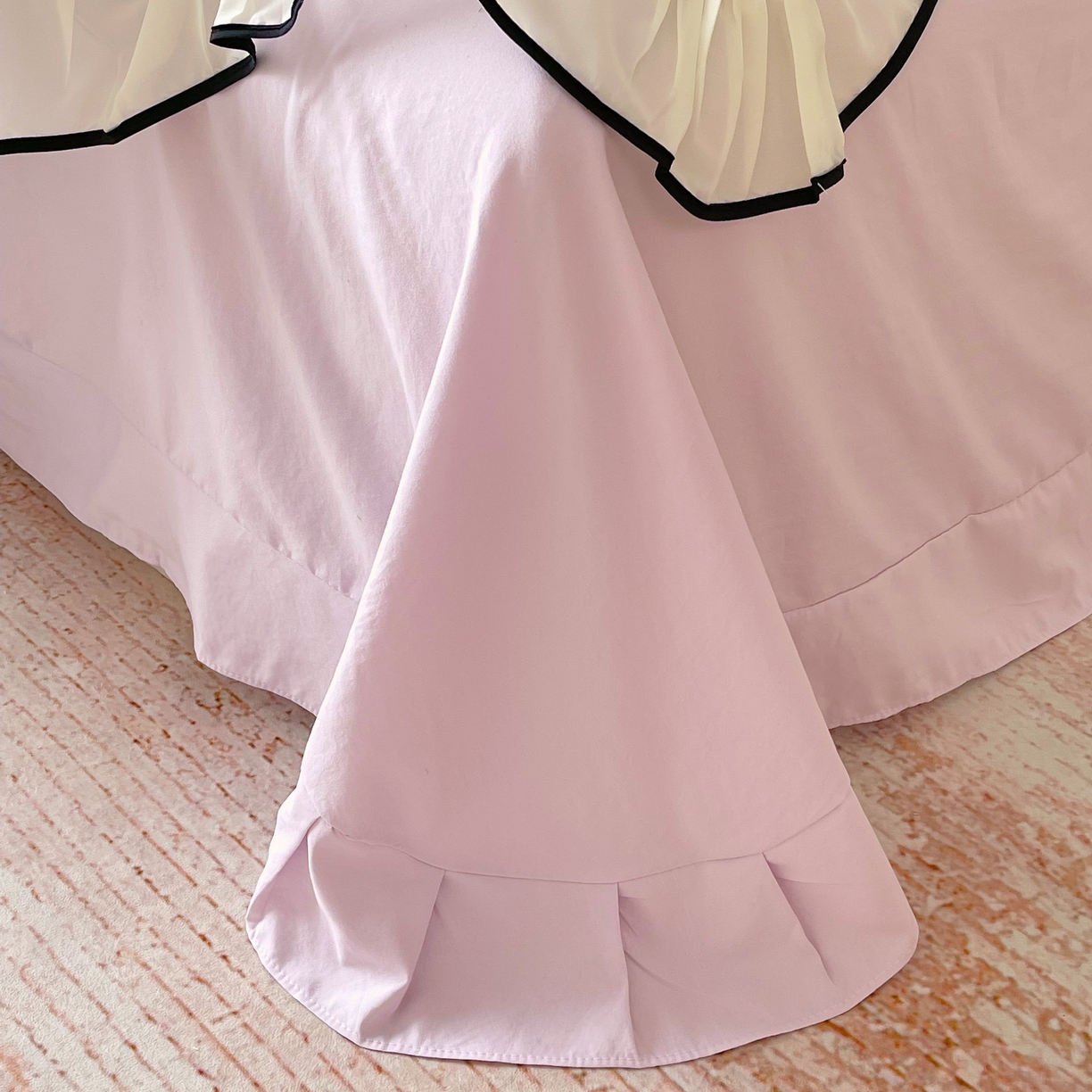 91家纺网 家纺一手货源 找家纺 大麦乐田 2025新款小清新水洗糯小棉花边纸立体花刺绣四件套 郁金香-嫩紫