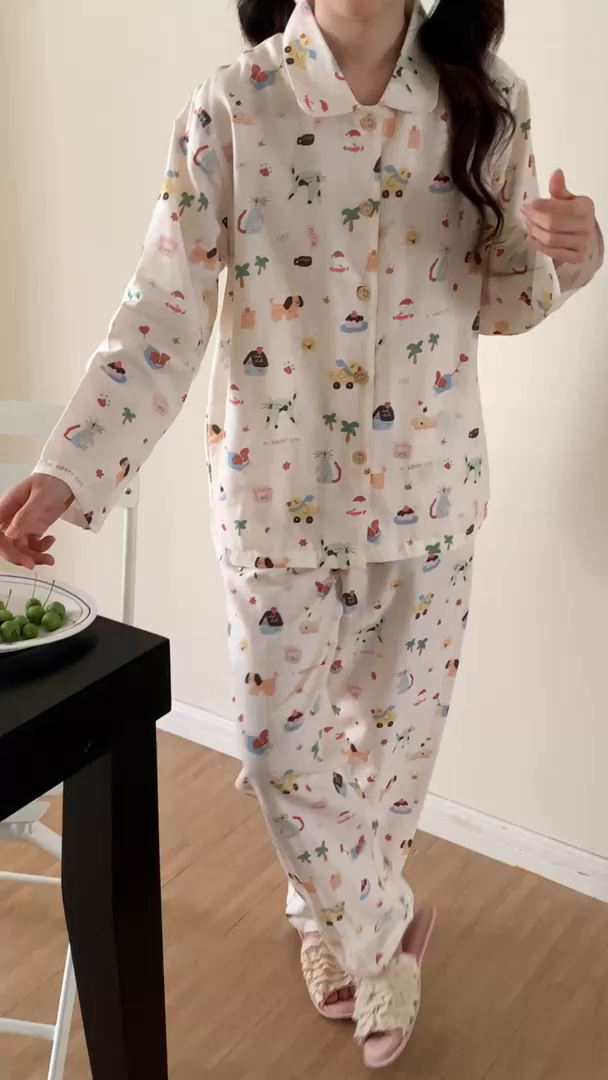 91家纺网 家纺一手货源 找家纺 纽约生活 2025新款有氧纱小翻领长长 （会员-5） 动物园情书