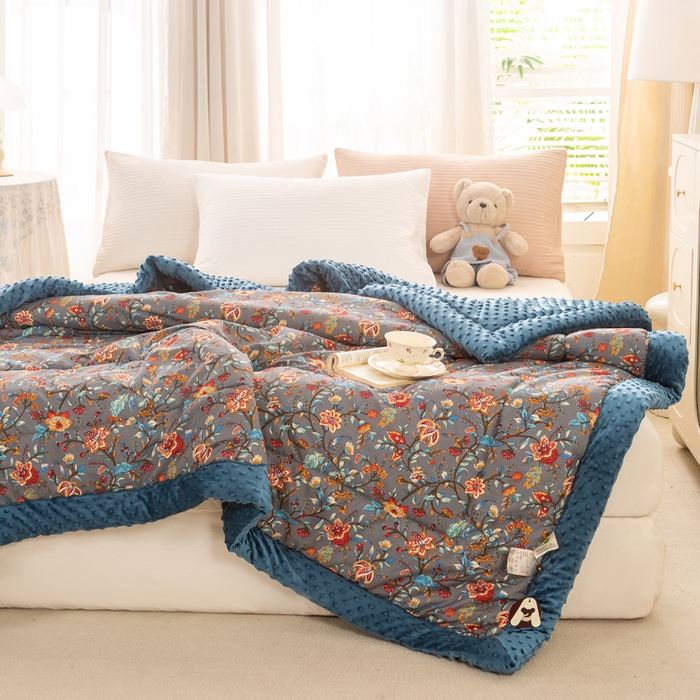 91家纺网 家纺一手货源 找家纺 锦鹭被业 2025新款AB版舒适全棉纯棉豆豆绒被被子被芯 缘梦