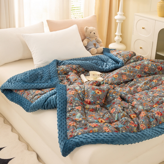 91家纺网 家纺一手货源 找家纺 锦鹭被业 2025新款AB版舒适全棉纯棉豆豆绒被被子被芯 缘梦