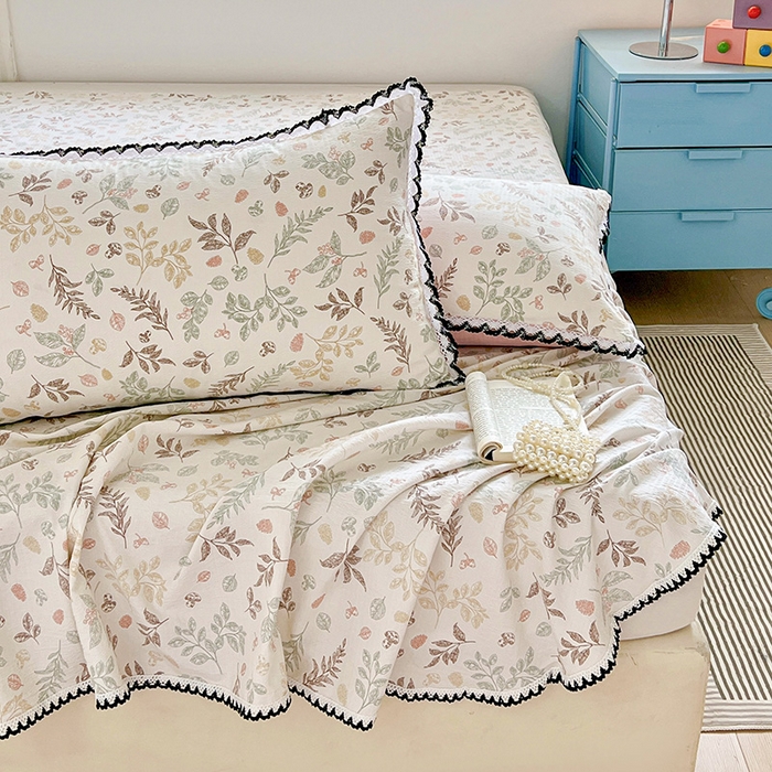 91家纺网 家纺一手货源 找家纺 鑫利来家纺 2025新款云感云感皱皱纱镂空花边床单单床单单品床单单件床单 春晓