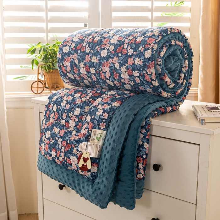 锦鹭被业 2025新款AB版舒适全棉纯棉豆豆绒被被子被芯 醉颜