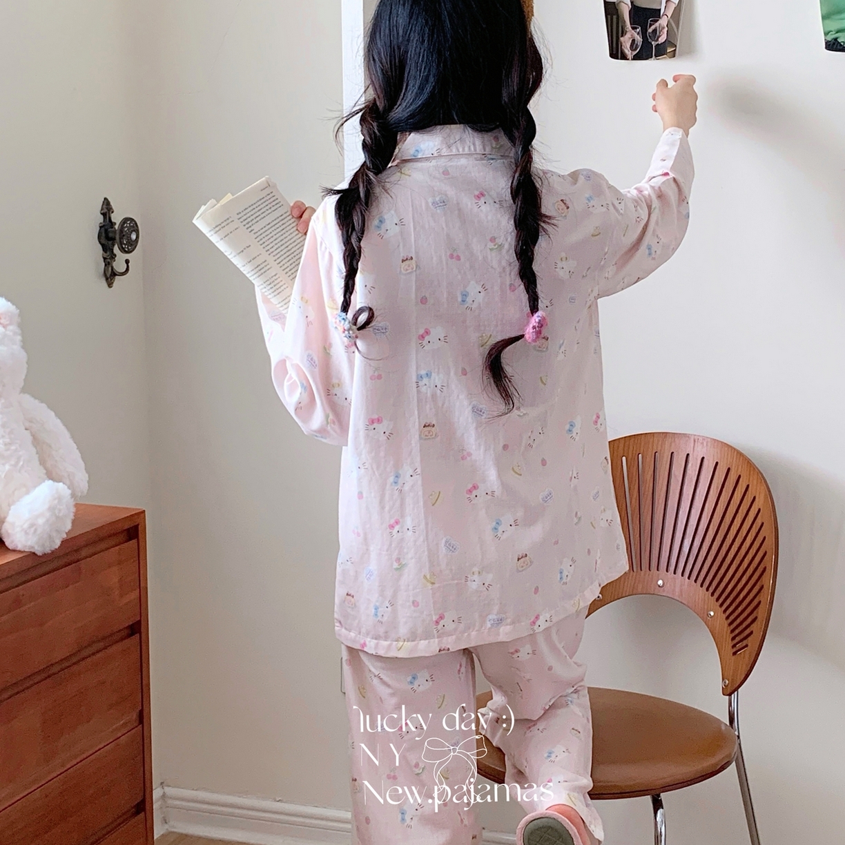 91家纺网 家纺一手货源 找家纺 纽约生活 2025新款有氧纱小翻领长长 （会员-5） 粉爱心KT