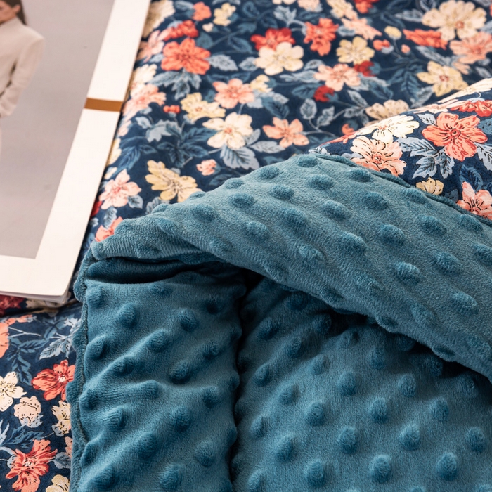 91家纺网 家纺一手货源 找家纺 锦鹭被业 2025新款AB版舒适全棉纯棉豆豆绒被被子被芯 醉颜