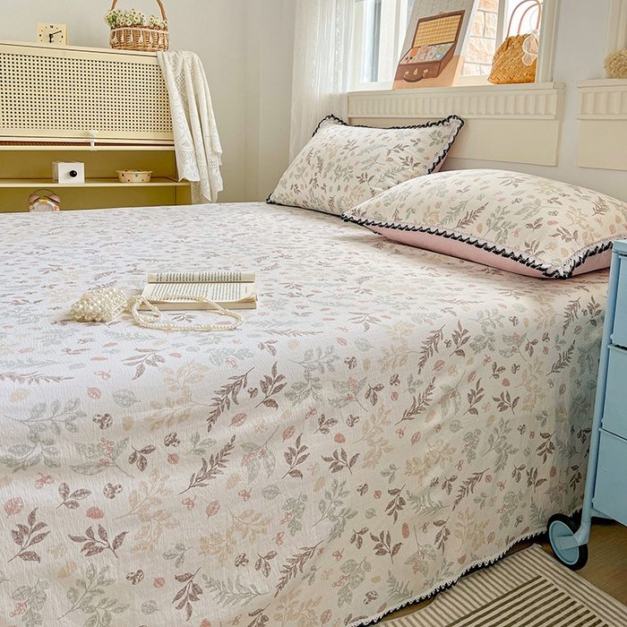 91家纺网 家纺一手货源 找家纺 鑫利来家纺 2025新款云感云感皱皱纱镂空花边床单单床单单品床单单件床单 春晓