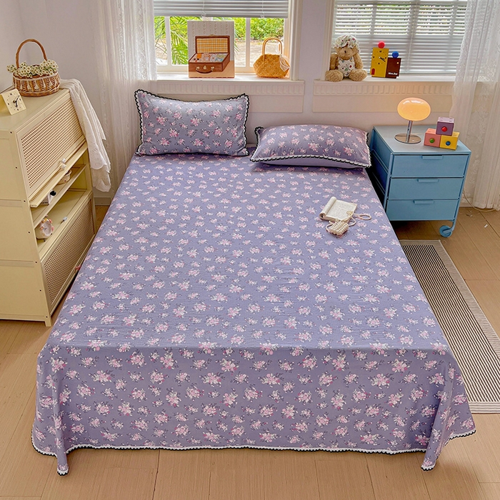 91家纺网 家纺一手货源 找家纺 鑫利来家纺 2025新款云感云感皱皱纱镂空花边床单单床单单品床单单件床单 豆蔻