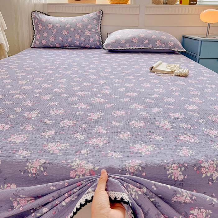 91家纺网 家纺一手货源 找家纺 鑫利来家纺 2025新款云感云感皱皱纱镂空花边床单单床单单品床单单件床单 豆蔻