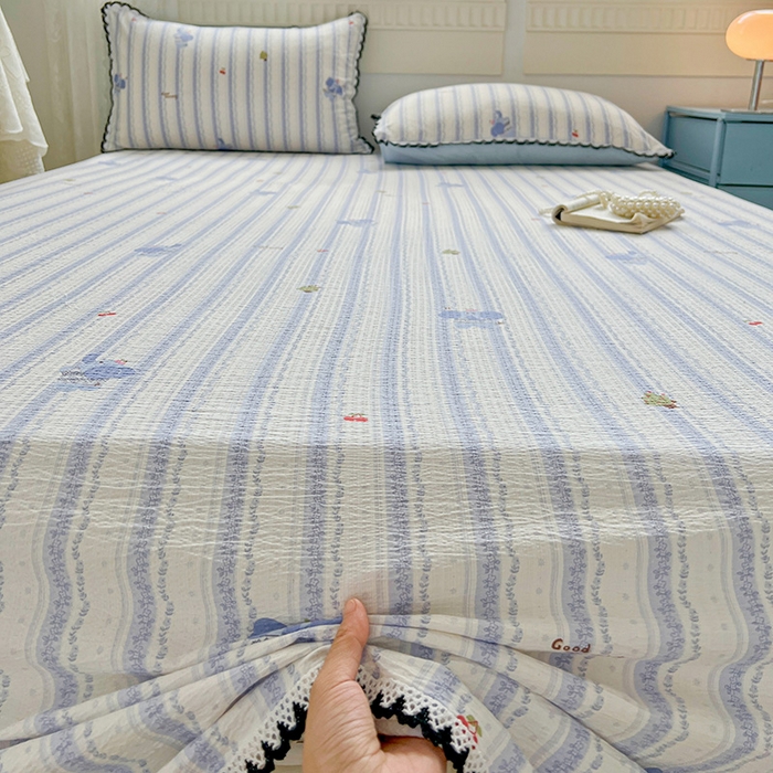 91家纺网 家纺一手货源 找家纺 鑫利来家纺 2025新款云感云感皱皱纱镂空花边床单单床单单品床单单件床单 墩撴小象