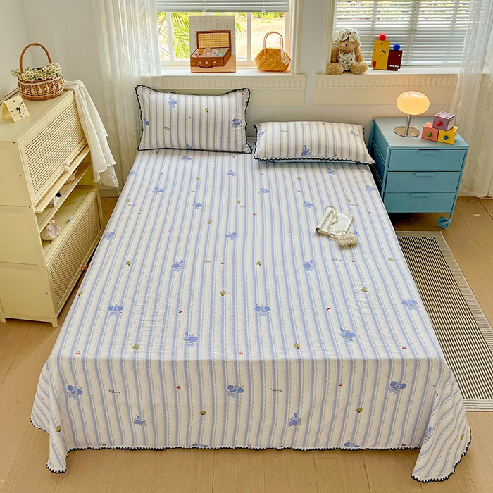 91家纺网 家纺一手货源 找家纺 鑫利来家纺 2025新款云感云感皱皱纱镂空花边床单单床单单品床单单件床单 墩撴小象