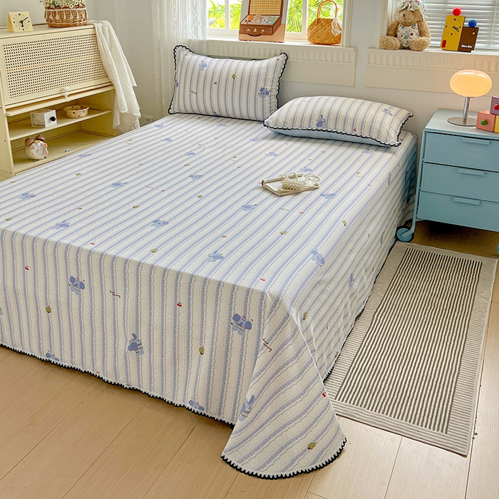 91家纺网 家纺一手货源 找家纺 鑫利来家纺 2025新款云感云感皱皱纱镂空花边床单单床单单品床单单件床单 墩撴小象