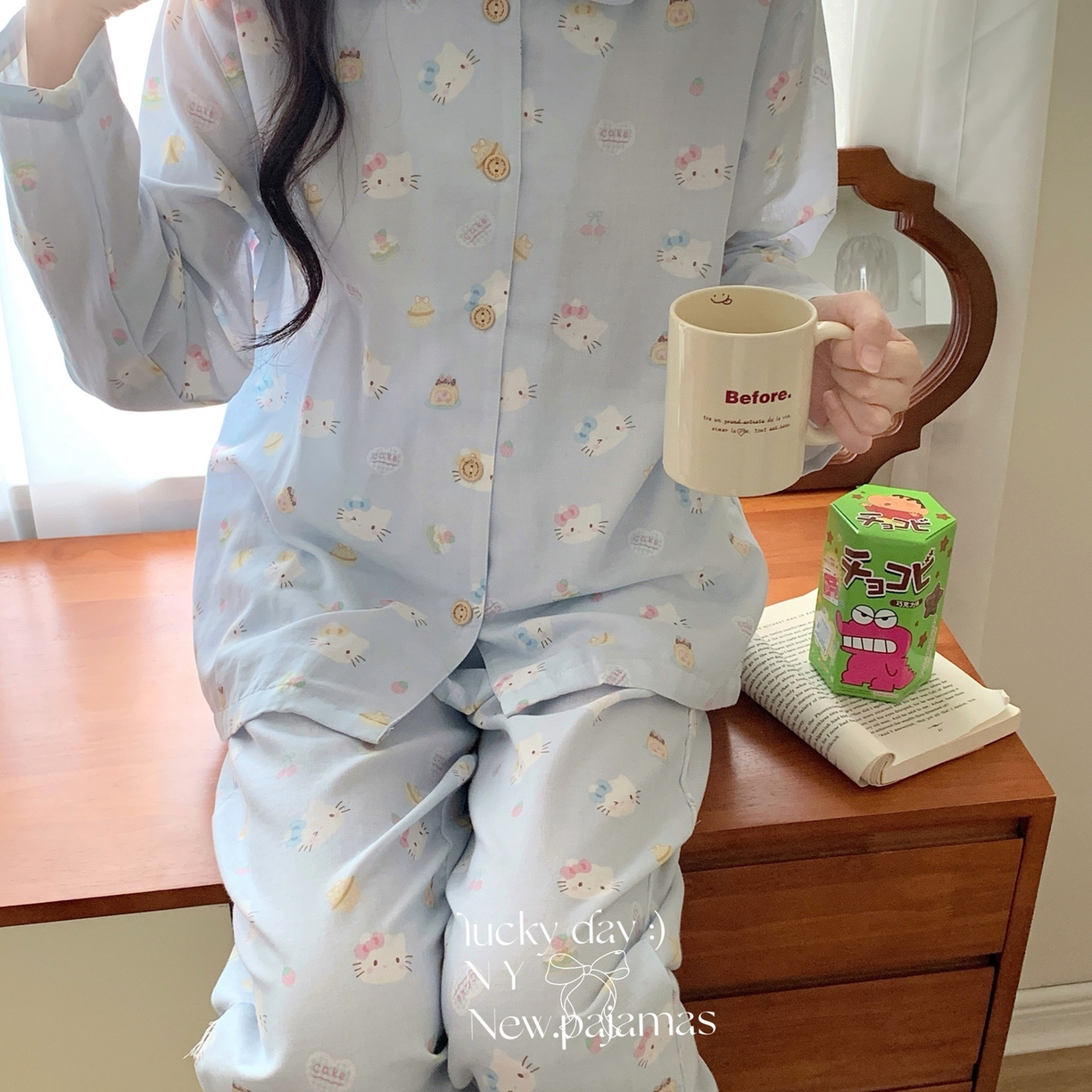 91家纺网 家纺一手货源 找家纺 纽约生活 2025新款有氧纱小翻领长长 （会员-5） 蓝爱心KT