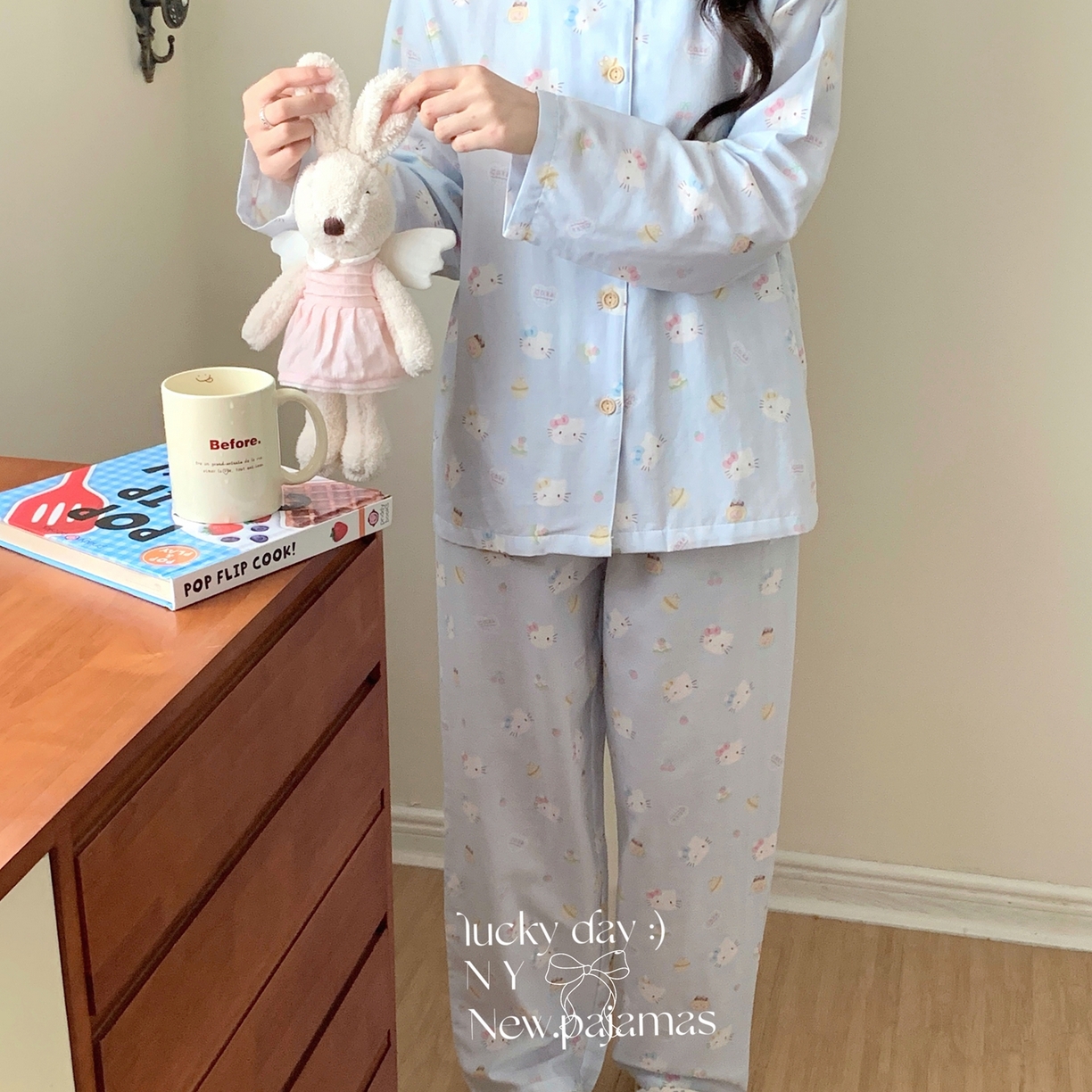 91家纺网 家纺一手货源 找家纺 纽约生活 2025新款有氧纱小翻领长长 （会员-5） 蓝爱心KT