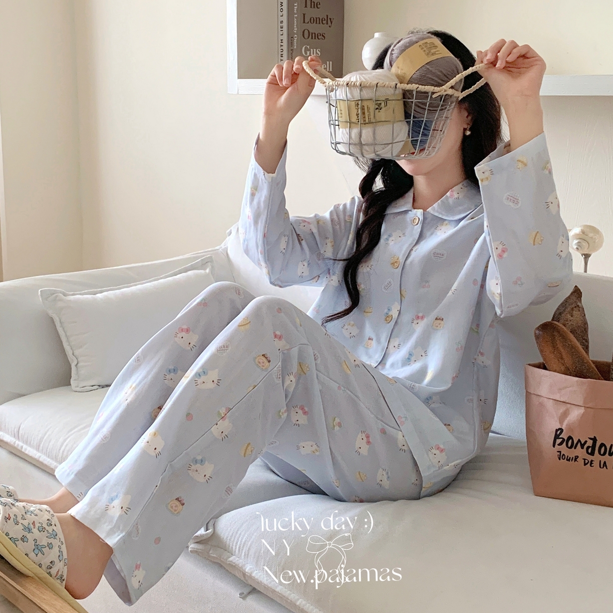 91家纺网 家纺一手货源 找家纺 纽约生活 2025新款有氧纱小翻领长长 （会员-5） 蓝爱心KT