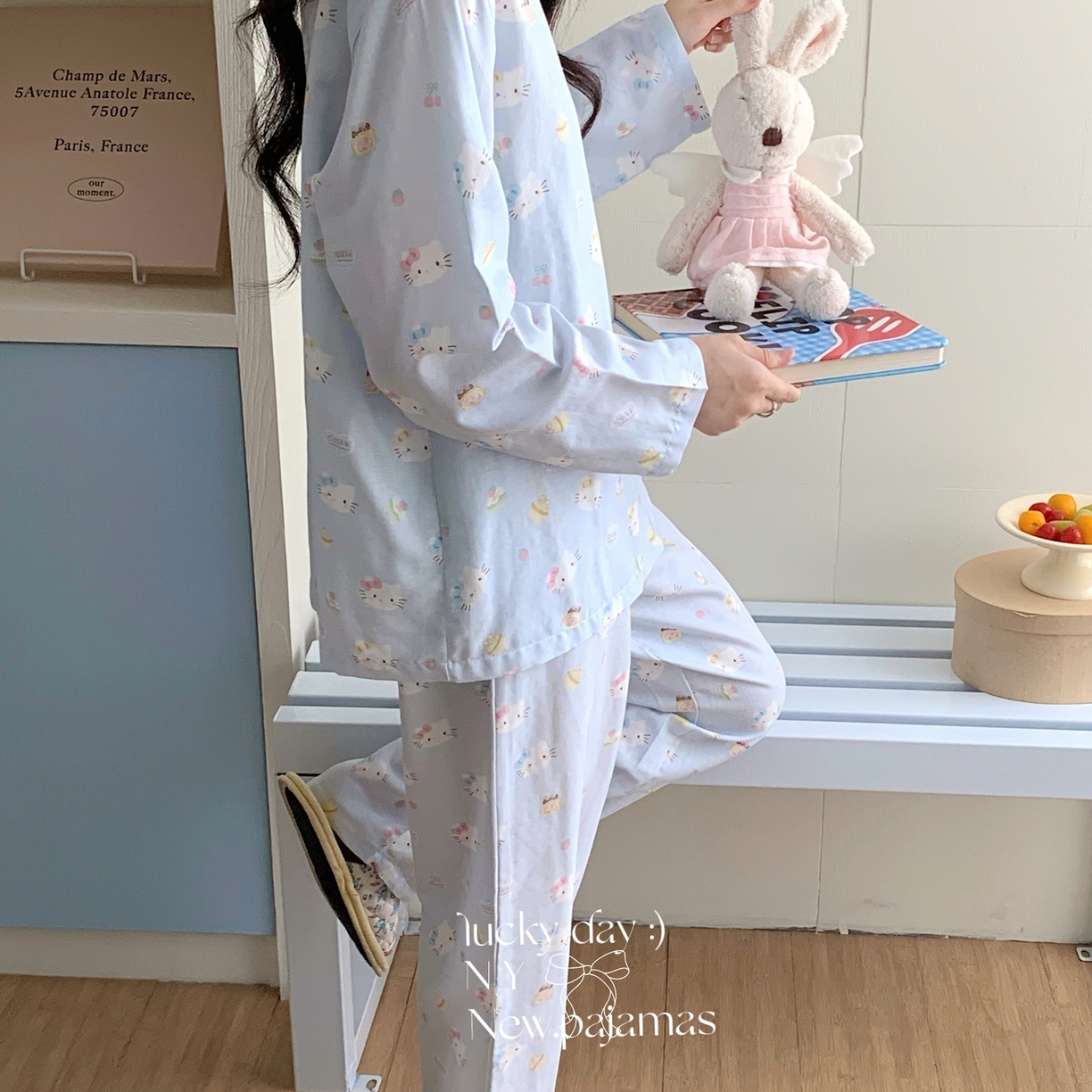 91家纺网 家纺一手货源 找家纺 纽约生活 2025新款有氧纱小翻领长长 （会员-5） 蓝爱心KT