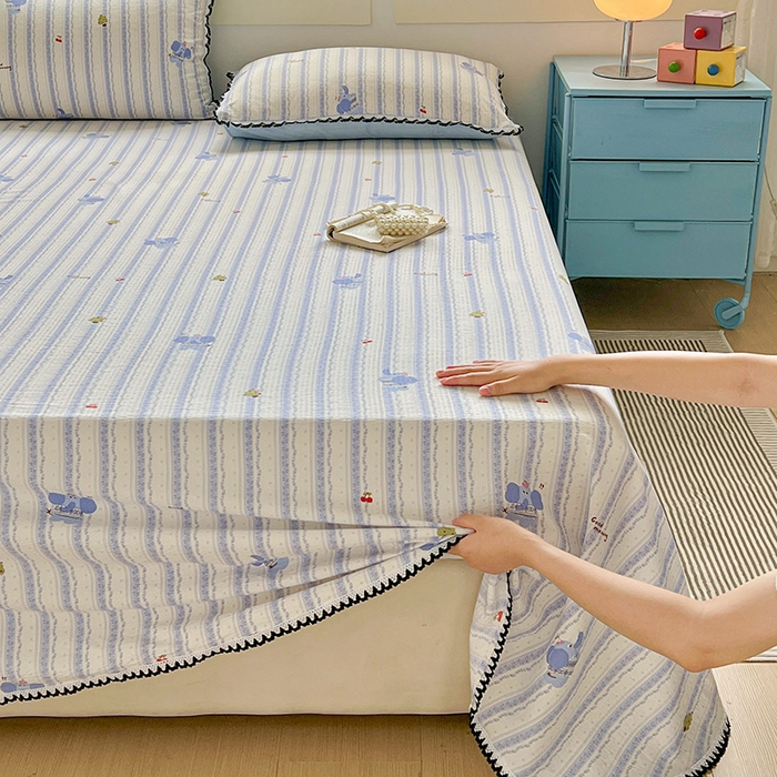 91家纺网 家纺一手货源 找家纺 鑫利来家纺 2025新款云感云感皱皱纱镂空花边床单单床单单品床单单件床单 墩撴小象