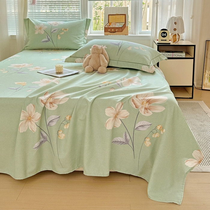 91家纺网 家纺一手货源 找家纺 卡普家居 2025新款全棉磨毛加厚四件套系列-单床单 春色满园