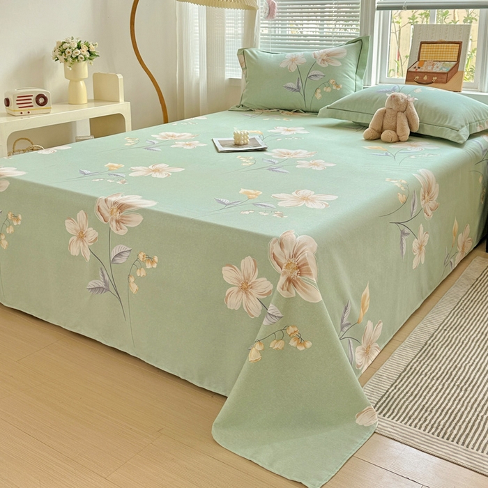 91家纺网 家纺一手货源 找家纺 卡普家居 2025新款全棉磨毛加厚四件套系列-单床单 春色满园