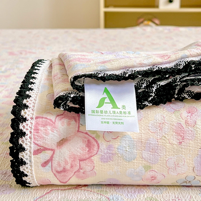 鑫利来家纺 2025新款云感云感皱皱纱镂空花边床单单床单单品床单单件床单 繁花蝶影