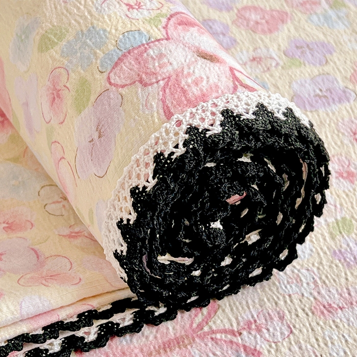 91家纺网 家纺一手货源 找家纺 鑫利来家纺 2025新款云感云感皱皱纱镂空花边床单单床单单品床单单件床单 繁花蝶影