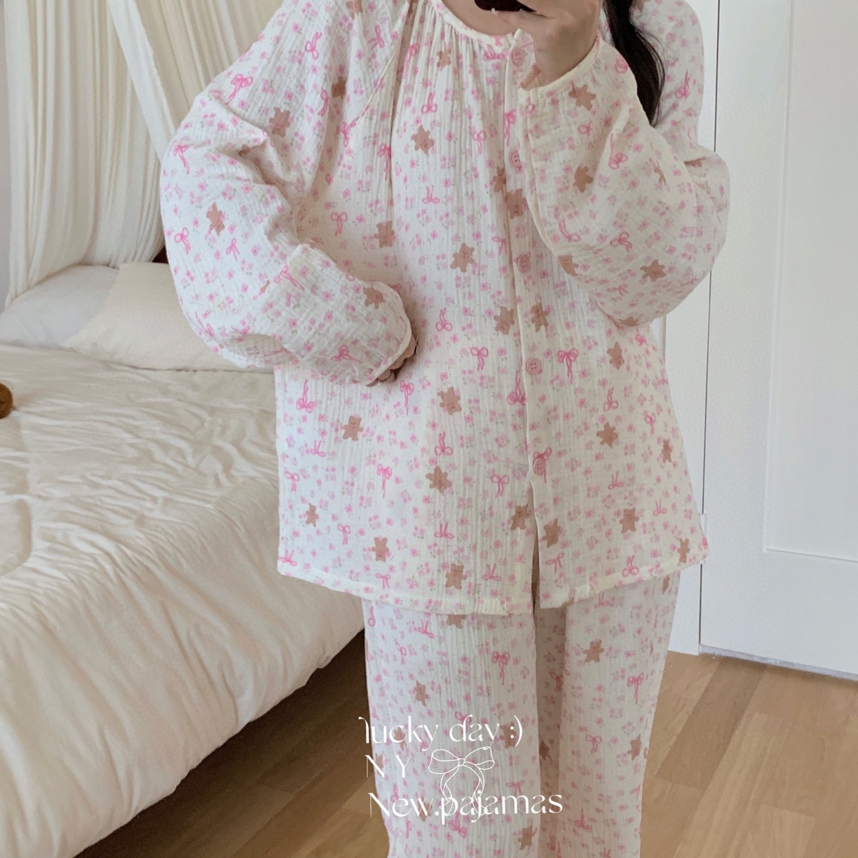 91家纺网 家纺一手货源 找家纺 （总）纽约生活 2025新款绉布圆领开扣长袖长裤（会员-5）