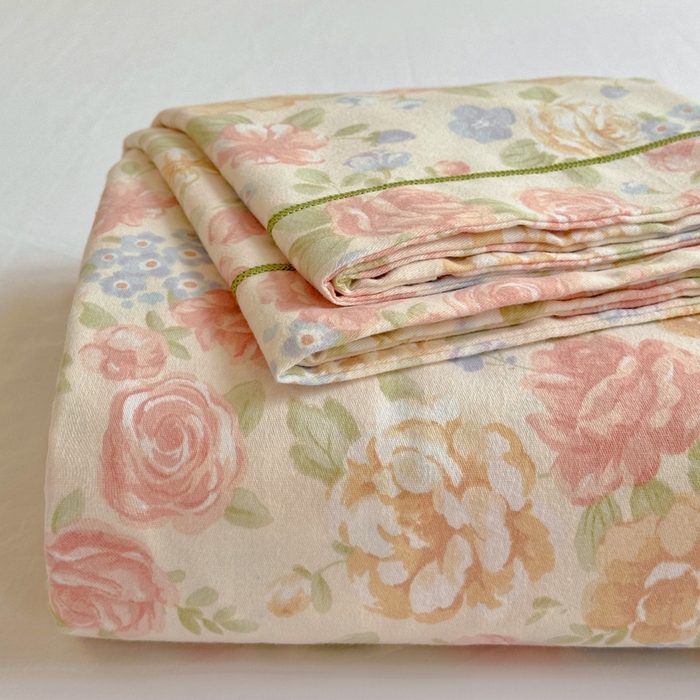 91家纺网 家纺一手货源 找家纺 卡普家居 2025新款全棉磨毛加厚四件套系列-单床单 花恋