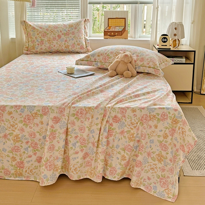 91家纺网 家纺一手货源 找家纺 卡普家居 2025新款全棉磨毛加厚四件套系列-单床单 花恋