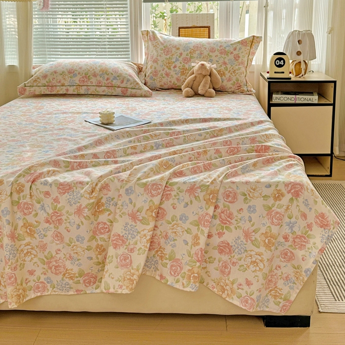 91家纺网 家纺一手货源 找家纺 卡普家居 2025新款全棉磨毛加厚四件套系列-单床单 花恋