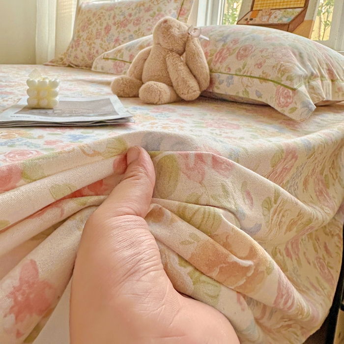 91家纺网 家纺一手货源 找家纺 卡普家居 2025新款全棉磨毛加厚四件套系列-单床单 花恋