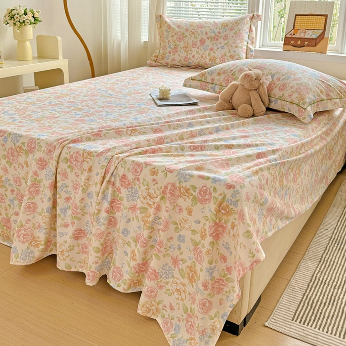 91家纺网 家纺一手货源 找家纺 卡普家居 2025新款全棉磨毛加厚四件套系列-单床单 花恋