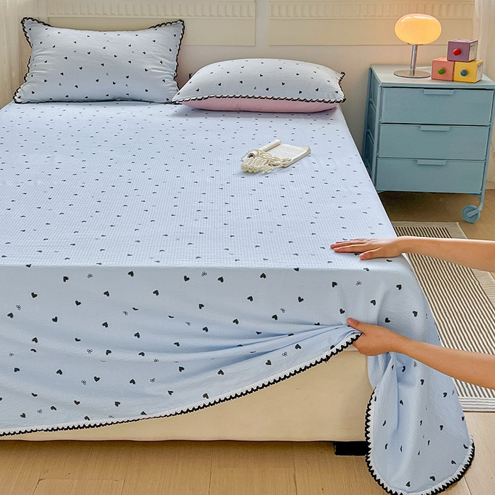 91家纺网 家纺一手货源 找家纺 鑫利来家纺 2025新款云感云感皱皱纱镂空花边床单单床单单品床单单件床单 怦然心动