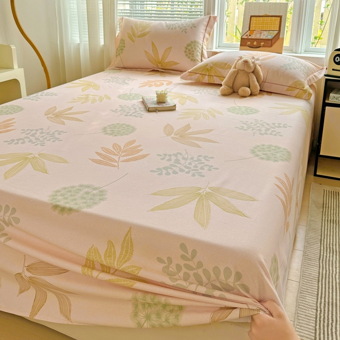 91家纺网 家纺一手货源 找家纺 卡普家居 2025新款全棉磨毛加厚四件套系列-单床单 芊芊叶语