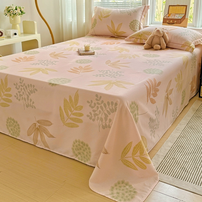 91家纺网 家纺一手货源 找家纺 卡普家居 2025新款全棉磨毛加厚四件套系列-单床单 芊芊叶语