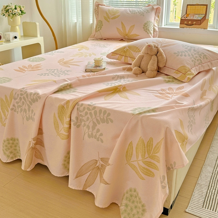 91家纺网 家纺一手货源 找家纺 卡普家居 2025新款全棉磨毛加厚四件套系列-单床单 芊芊叶语