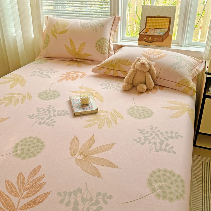 91家纺网 家纺一手货源 找家纺 卡普家居 2025新款全棉磨毛加厚四件套系列-单床单 芊芊叶语