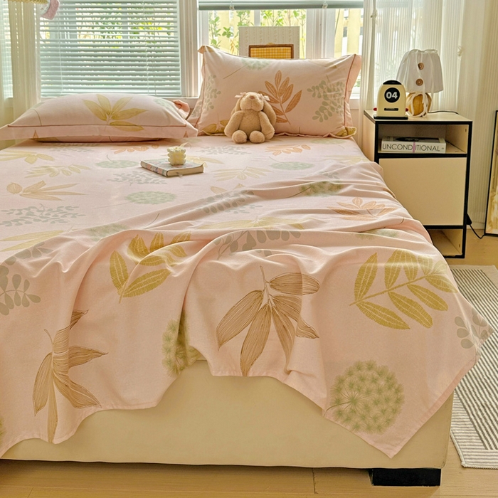 91家纺网 家纺一手货源 找家纺 卡普家居 2025新款全棉磨毛加厚四件套系列-单床单 芊芊叶语