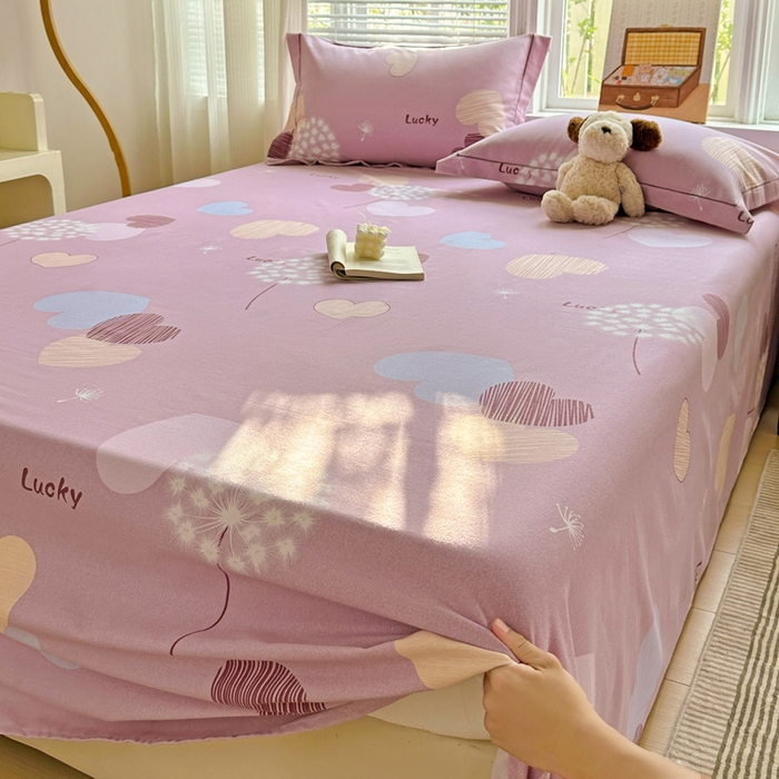 91家纺网 家纺一手货源 找家纺 卡普家居 2025新款全棉磨毛加厚四件套系列-单床单 怦然心动