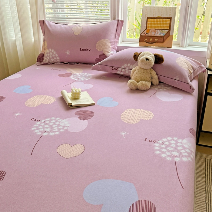 91家纺网 家纺一手货源 找家纺 卡普家居 2025新款全棉磨毛加厚四件套系列-单床单 怦然心动