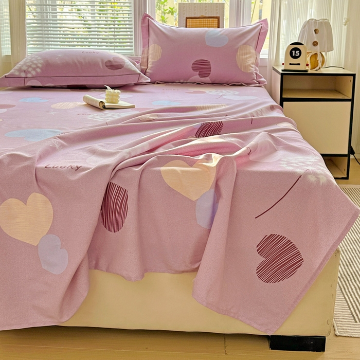 91家纺网 家纺一手货源 找家纺 卡普家居 2025新款全棉磨毛加厚四件套系列-单床单 怦然心动