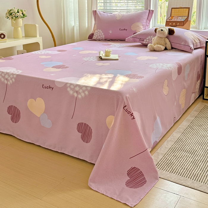 91家纺网 家纺一手货源 找家纺 卡普家居 2025新款全棉磨毛加厚四件套系列-单床单 怦然心动