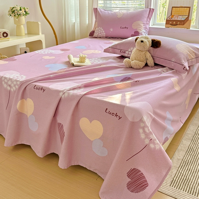 91家纺网 家纺一手货源 找家纺 卡普家居 2025新款全棉磨毛加厚四件套系列-单床单 怦然心动