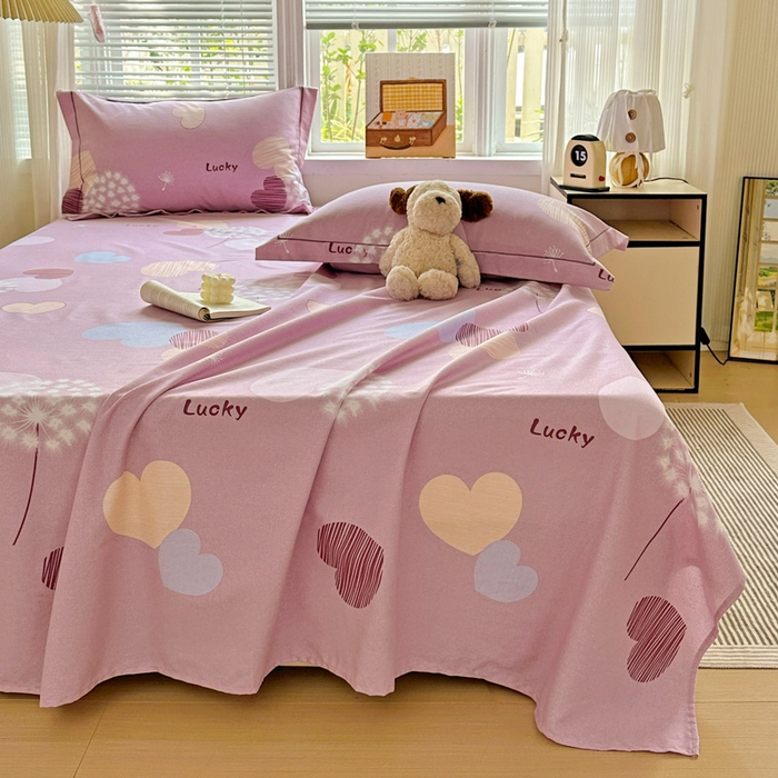 91家纺网 家纺一手货源 找家纺 卡普家居 2025新款全棉磨毛加厚四件套系列-单床单 怦然心动