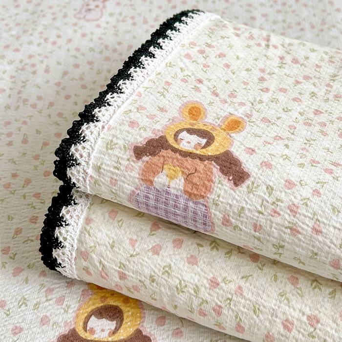 91家纺网 家纺一手货源 找家纺 鑫利来家纺 2025新款云感云感皱皱纱镂空花边床单单床单单品床单单件床单 小花萝莉