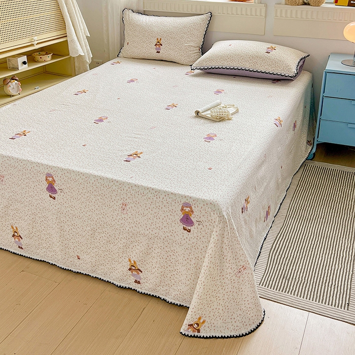 91家纺网 家纺一手货源 找家纺 鑫利来家纺 2025新款云感云感皱皱纱镂空花边床单单床单单品床单单件床单 小花萝莉