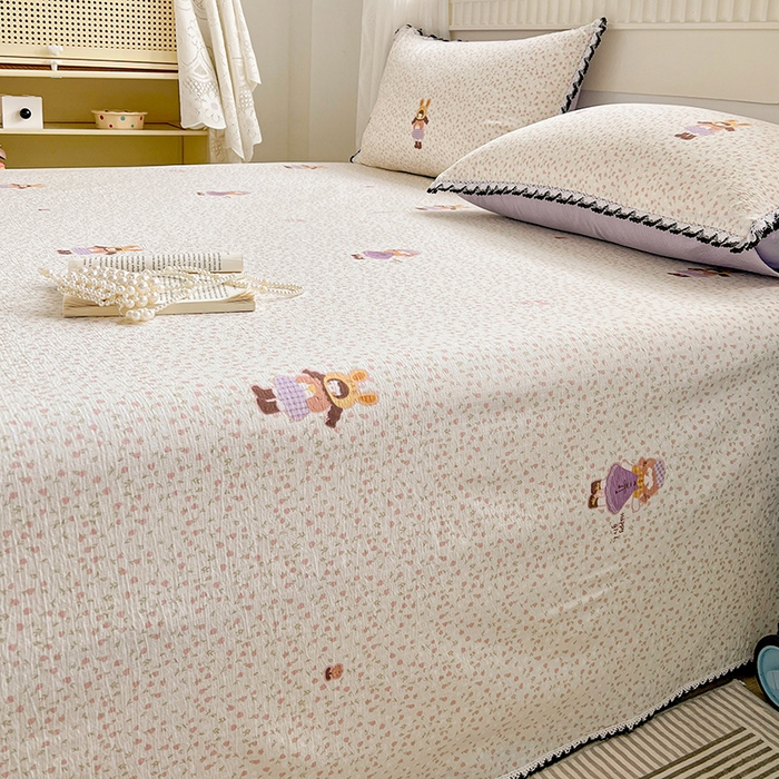 91家纺网 家纺一手货源 找家纺 鑫利来家纺 2025新款云感云感皱皱纱镂空花边床单单床单单品床单单件床单 小花萝莉